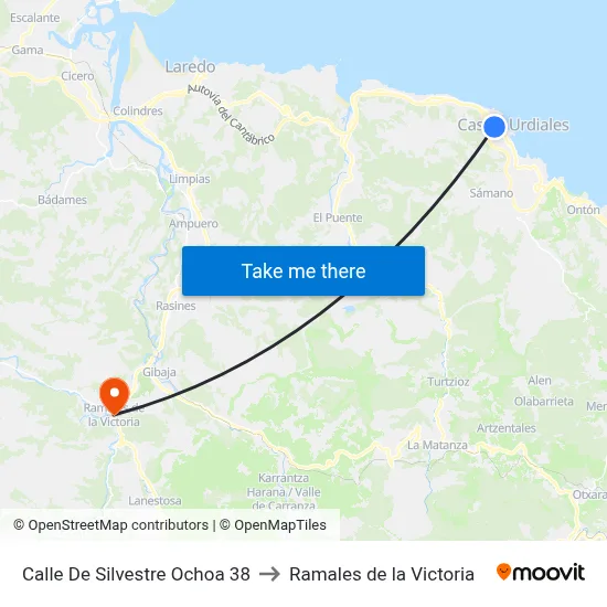 Calle De Silvestre Ochoa 38 to Ramales de la Victoria map