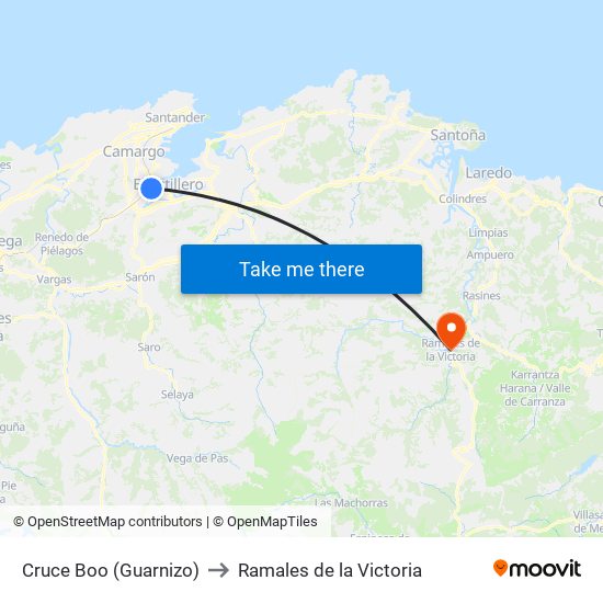 Cruce Boo (Guarnizo) to Ramales de la Victoria map