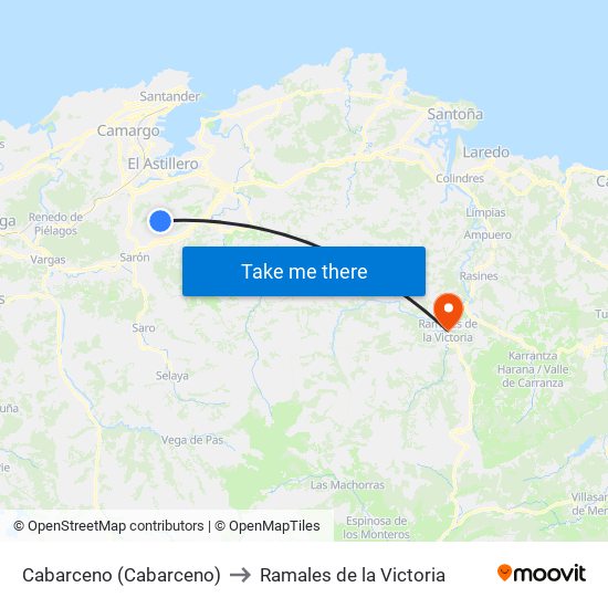 Cabarceno (Cabarceno) to Ramales de la Victoria map