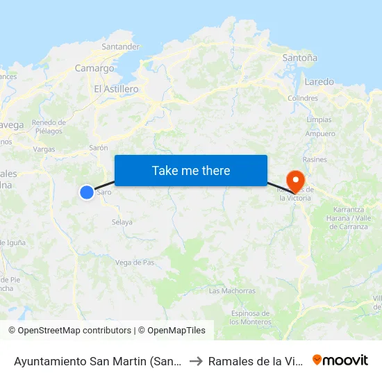 Ayuntamiento San Martin (San Martin) to Ramales de la Victoria map