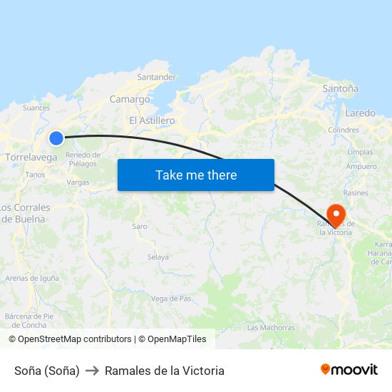Soña (Soña) to Ramales de la Victoria map