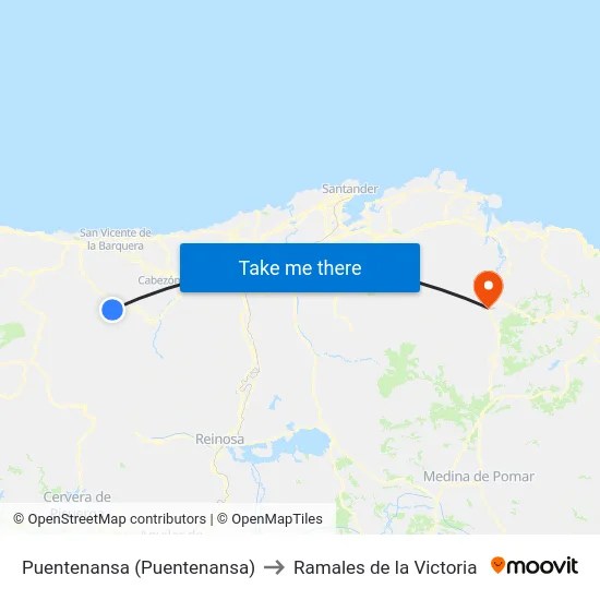Puentenansa (Puentenansa) to Ramales de la Victoria map