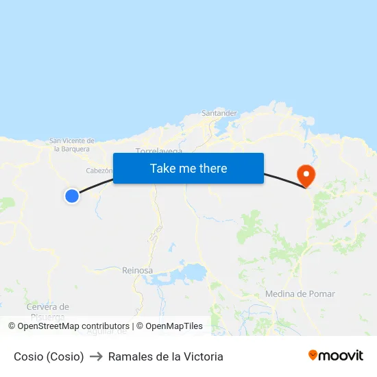 Cosio (Cosio) to Ramales de la Victoria map