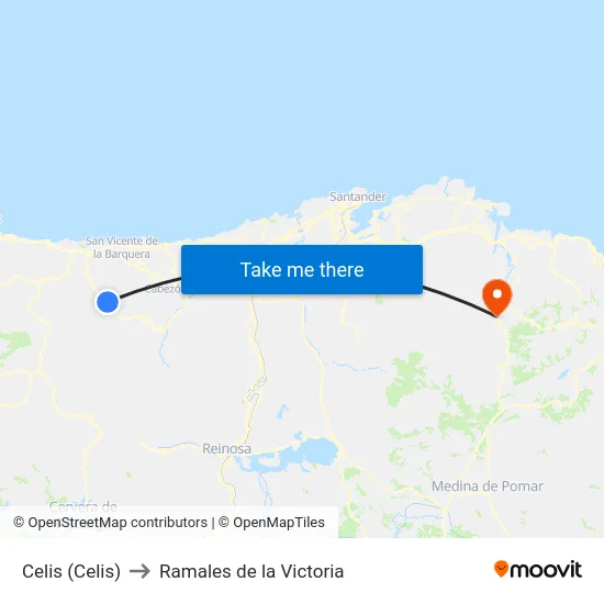Celis (Celis) to Ramales de la Victoria map