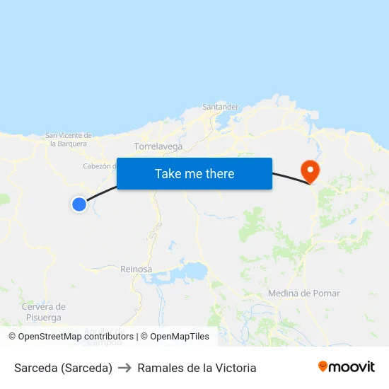Sarceda (Sarceda) to Ramales de la Victoria map