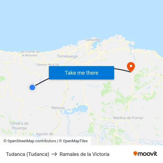 Tudanca (Tudanca) to Ramales de la Victoria map