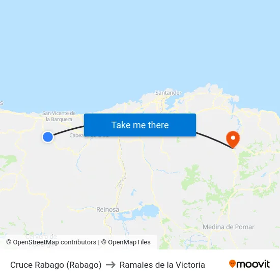 Cruce Rabago (Rabago) to Ramales de la Victoria map