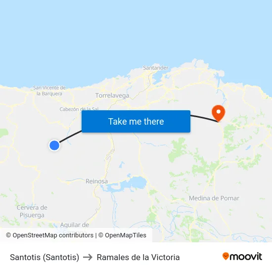 Santotis (Santotis) to Ramales de la Victoria map