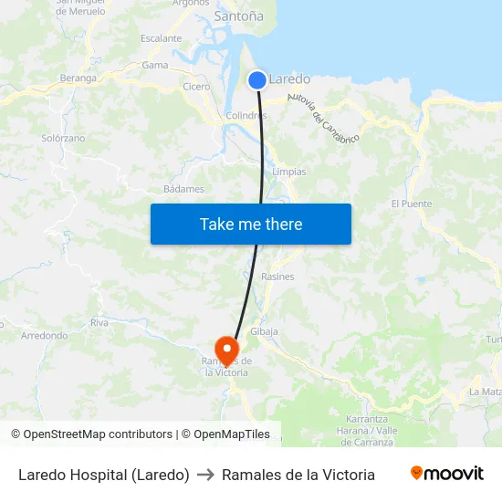Laredo Hospital (Laredo) to Ramales de la Victoria map