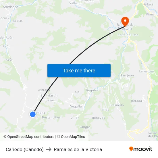 Cañedo (Cañedo) to Ramales de la Victoria map