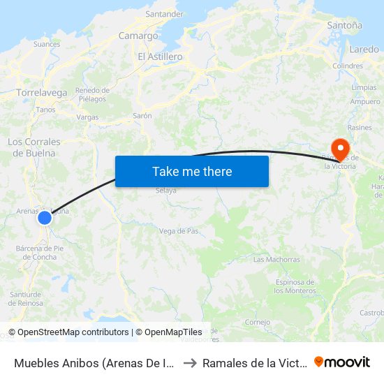 Muebles Anibos (Arenas De Iguña) to Ramales de la Victoria map