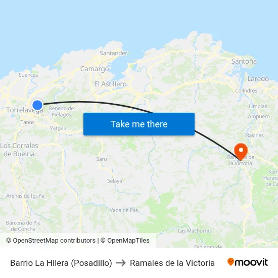 Barrio La Hilera (Posadillo) to Ramales de la Victoria map