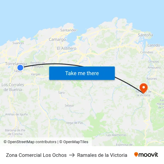 Zona Comercial Los Ochos to Ramales de la Victoria map