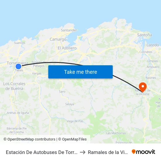 Estación De Autobuses De Torrelavega to Ramales de la Victoria map