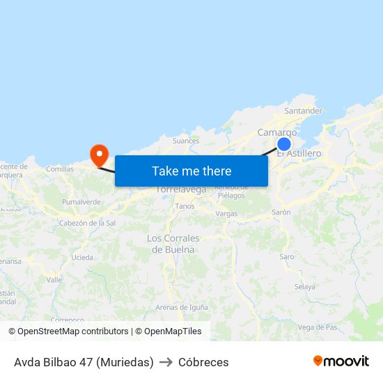 Avda Bilbao 47 (Muriedas) to Cóbreces map