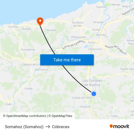 Somahoz (Somahoz) to Cóbreces map
