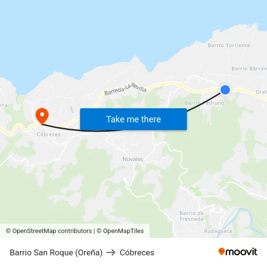 Barrio San Roque (Oreña) to Cóbreces map