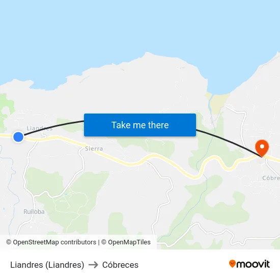 Liandres (Liandres) to Cóbreces map