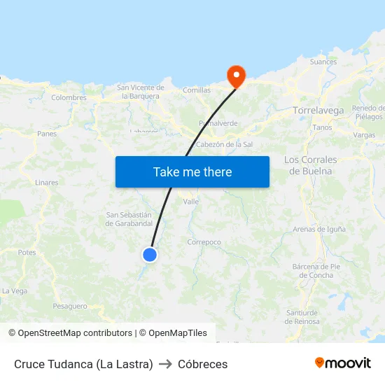 Cruce Tudanca (La Lastra) to Cóbreces map