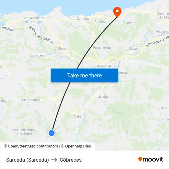 Sarceda (Sarceda) to Cóbreces map