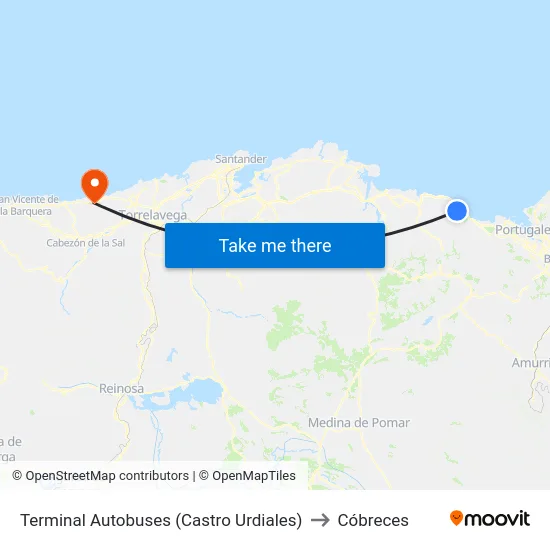 Terminal Autobuses (Castro Urdiales) to Cóbreces map
