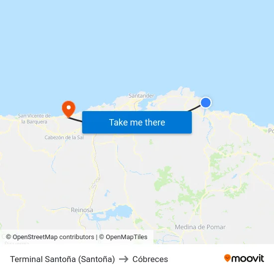 Terminal Santoña (Santoña) to Cóbreces map