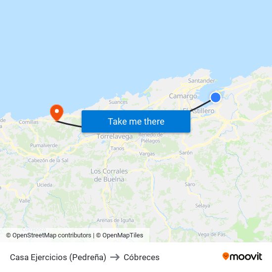 Casa Ejercicios (Pedreña) to Cóbreces map