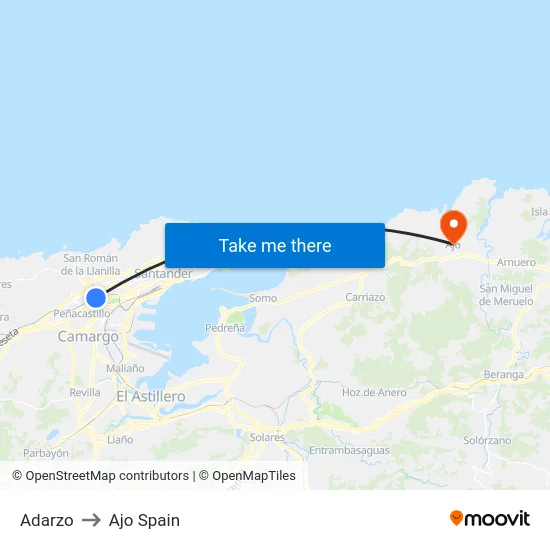 Adarzo to Ajo Spain map