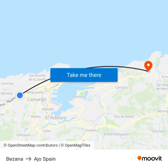 Bezana to Ajo Spain map