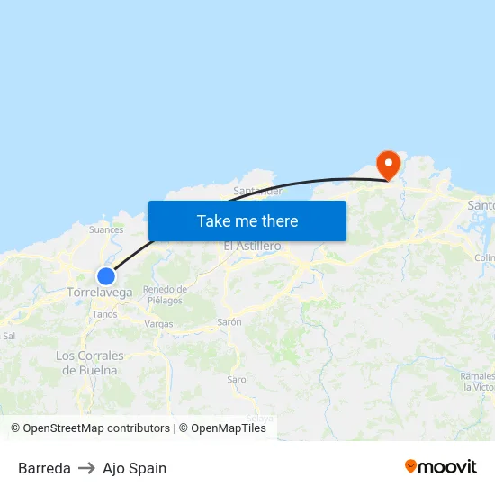 Barreda to Ajo Spain map