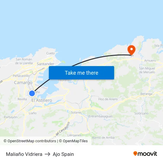 Maliaño Vidriera to Ajo Spain map