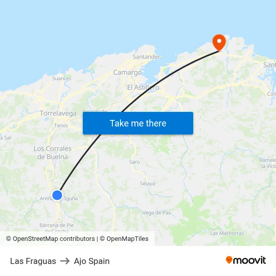 Las Fraguas to Ajo Spain map