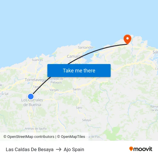 Las Caldas De Besaya to Ajo Spain map