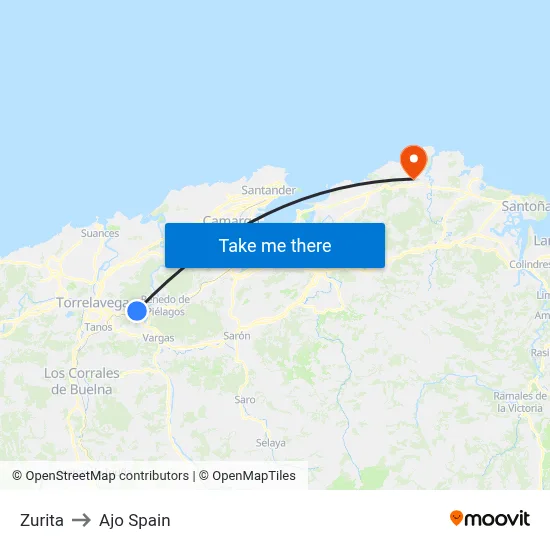 Zurita to Ajo Spain map