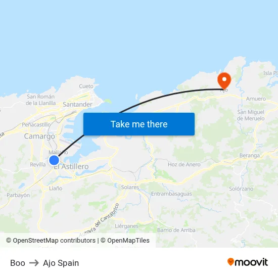 Boo to Ajo Spain map