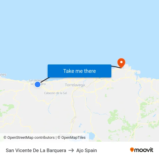 San Vicente De La Barquera to Ajo Spain map