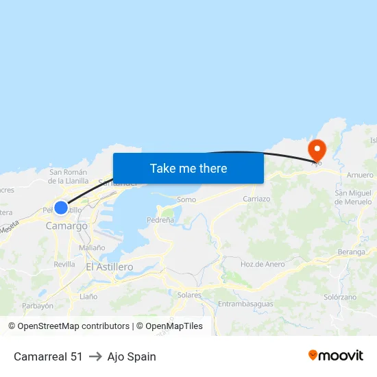 Camarreal 51 to Ajo Spain map