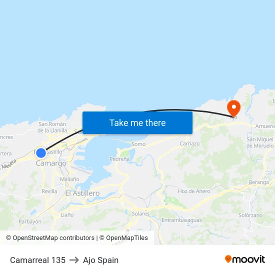 Camarreal 135 to Ajo Spain map