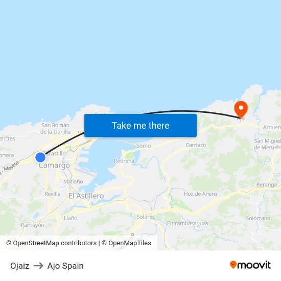 Ojaiz to Ajo Spain map