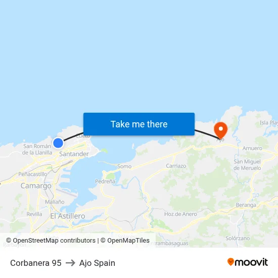 Corbanera 95 to Ajo Spain map