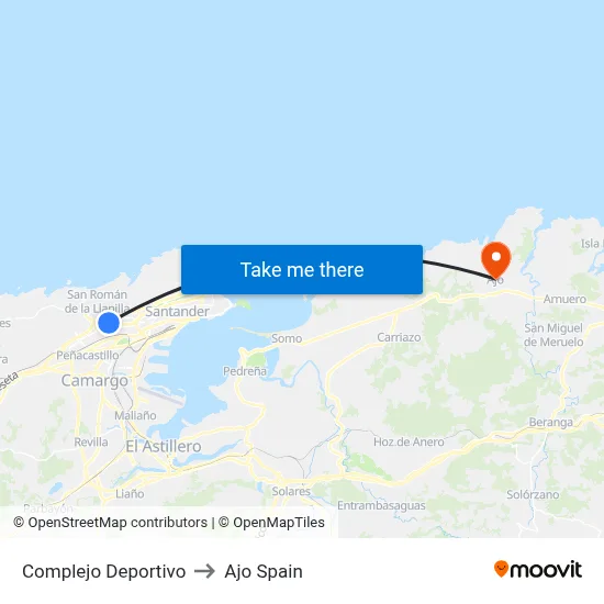 Complejo Deportivo to Ajo Spain map