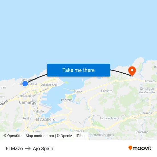 El Mazo to Ajo Spain map