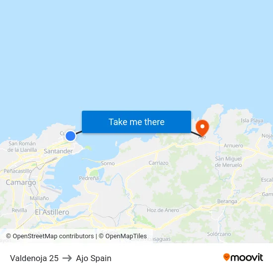 Valdenoja 25 to Ajo Spain map