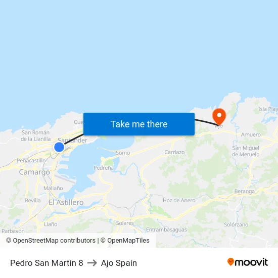 Pedro San Martin 8 to Ajo Spain map