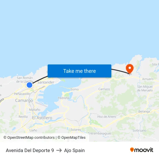 Avenida Del Deporte 9 to Ajo Spain map
