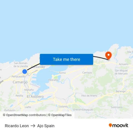 Ricardo Leon to Ajo Spain map