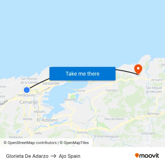 Glorieta De Adarzo to Ajo Spain map