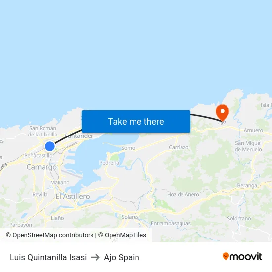 Luis Quintanilla Isasi to Ajo Spain map