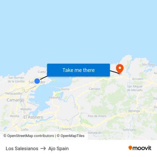 Los Salesianos to Ajo Spain map
