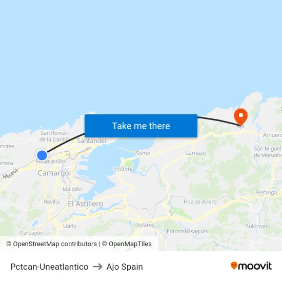 Pctcan-Uneatlantico to Ajo Spain map